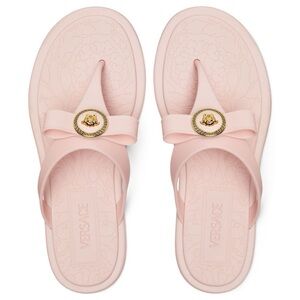 Versace Palazzo Gianni Ribbon Bow Medusa Pink Flip Flops